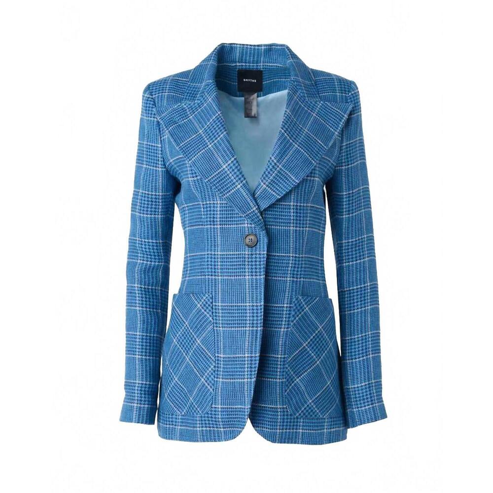NEW SMYTHE patch pocket birkin blazer in indigo glen check - Picture 3 of 3